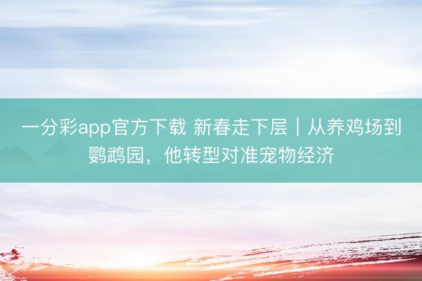一分彩app官方下载 新春走下层|从养鸡场到鹦鹉园,他转型对准宠物经济